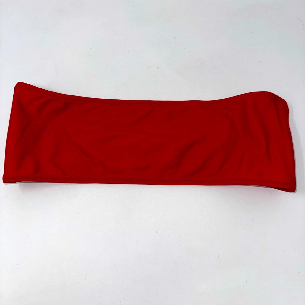 NOWT White fox Bandeau swim top size large red